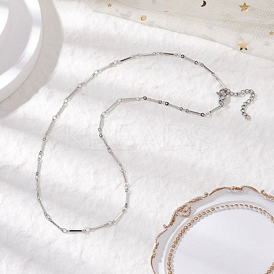 304 Stainless Steel Cuboid Bar Link Chain Necklaces for Women Men NJEW-JN05196-02-1