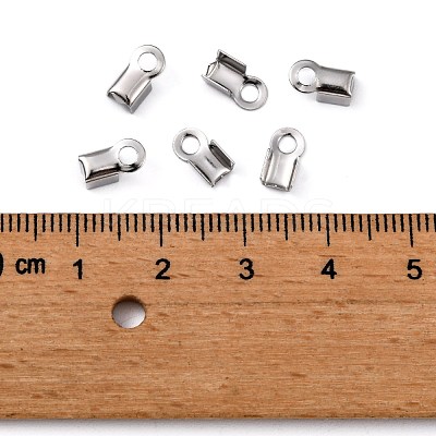 Tarnish Resistant 304 Stainless Steel Fold Over Crimp Cord Ends STAS-M009-01B-1