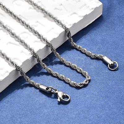 Tarnish Resistant 304 Stainless Steel Rope Chain Necklaces STAS-M174-014P-B-1