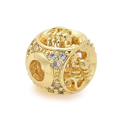 Brass Micro Pave Cubic Zirconia Beads KK-Z095-04G-08-1