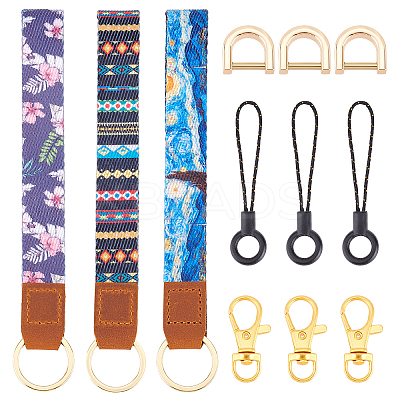 Printed Polyester Ribbon Wristlet Keychain KEYC-BC0001-03B-1