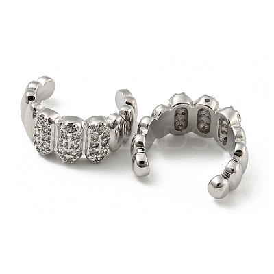Brass Micro Pave Cubic Zirconia Oval Cuff Earrings EJEW-E299-02P-1