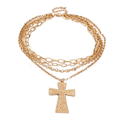 Alloy Multi Layered Necklaces for Women NJEW-U013-04G-1