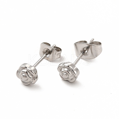 Non-Tarnish 304 Stainless Steel Flower Stud Earrings for Women EJEW-C004-04P-1