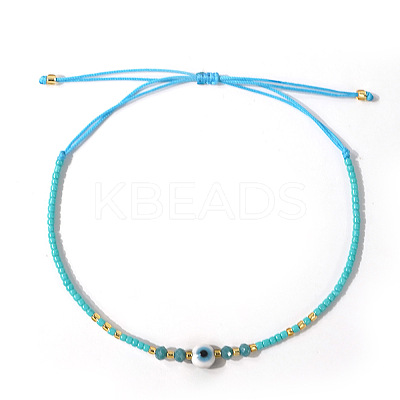 Glass Seed Beads & Resin Braided Bead Bracelets LS-TK7632-3-1
