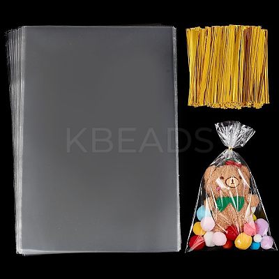 100Pcs Rectangle Transparent Plastic Bags ABAG-PH0001-50B-1