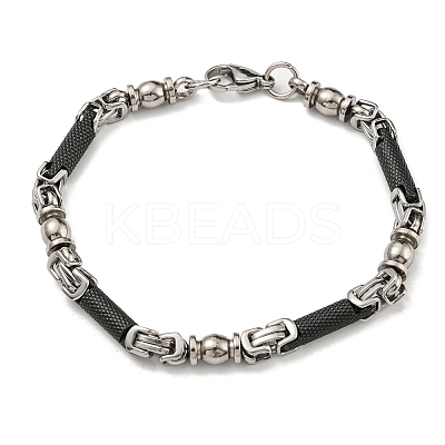 Two Tone 201 Stainless Steel Column Link Chain Bracelet BJEW-B078-35BP-1