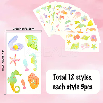 36Pcs 2 Style PVC Waterproof Self-Adhesive Picture Stickers STIC-SP0001-09A-1