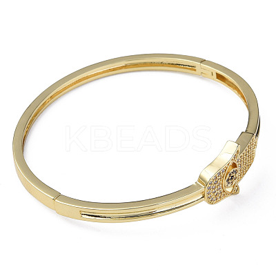 Cubic Zirconia Hamsa Hand Hinged Bangle BJEW-N012-033-1