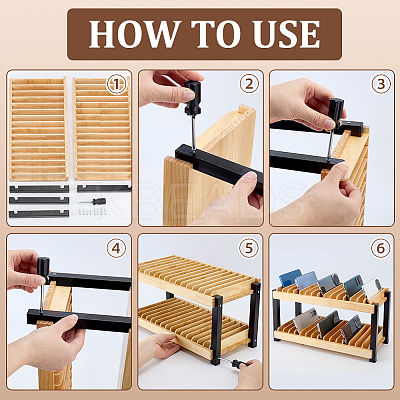 Pine Wood with Iron Mobile Phone Holders ODIS-WH0038-317-1