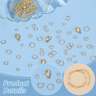 530Pcs 5 Styles 304 Stainless Steel Open Jump Rings and 10Pcs Lobster Claw Clasps STAS-WR0001-30A-1