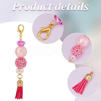 10Pcs 10 Styles Glass & Acrylic & Resin Beaded Pendant Decorations HJEW-AB00273-1