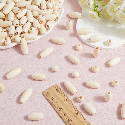 300Pcs 3 Style Natural Unfinished Wood Beads WOOD-SP0001-53-1