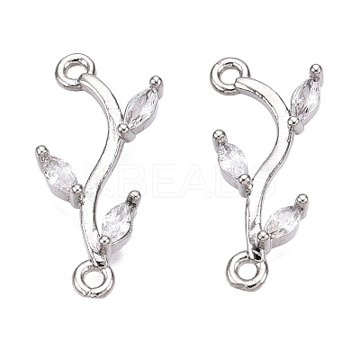 Brass Clear Cubic Zirconia Branch Links Connectors KK-S359-156P-RS-1