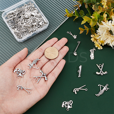 80Pcs 8 Style Golf Theme Tibetan Style Alloy Pendants FIND-AR0001-89-1