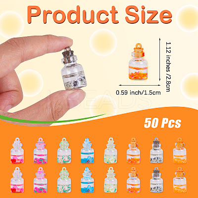 50Pcs Transparent Glass Bottle Pendants JX873A-1