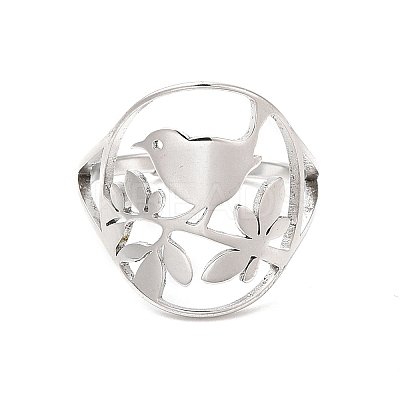 Non-Tarnish 304 Stainless Steel Bird Adjustable Ring for Women LS-RJEW-L107-034P-1