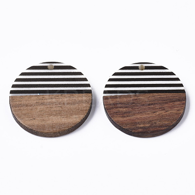 Resin & Walnut Wood Pendants X-RESI-T035-11-1