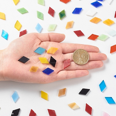 Rhombus Mosaic Tiles Glass Cabochons DIY-P045-07-1