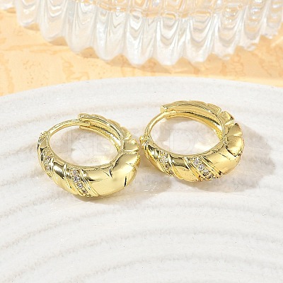 Brass Micro Pave Cubic Zirconia Hoop Earrings KK-CBA30C7-15G-1