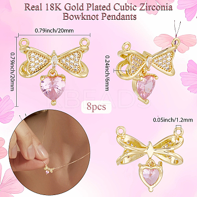 8Pcs Brass Micro Pave Cubic Zirconia Connector Charms KK-BBC0019-38-1