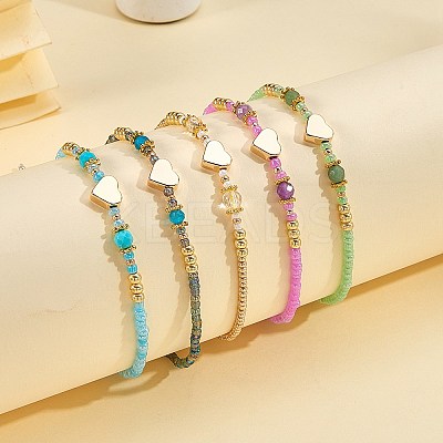 5Pcs 5 Colors Adjustable Nylon Cord Braided Bead Bracelets BJEW-SZ0001-24-1