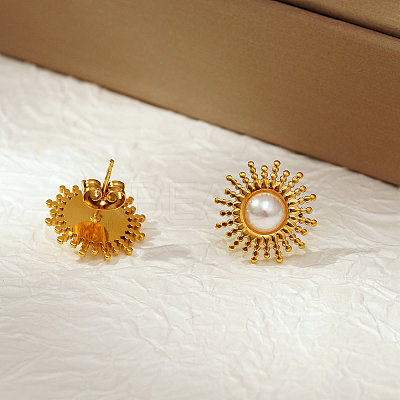 Geometric 304 Stainless Steel Sun Stud Earrings LS-NK4647-1