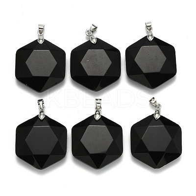 Natural Dyed & Heated Black Agate Pendants G-E487-95F-1