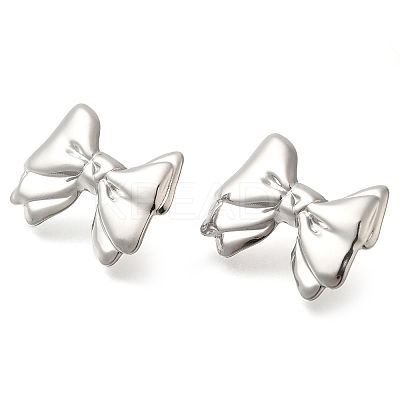 304 Stainless Steel Bowknot Stud Earrings EJEW-I312-09P-1