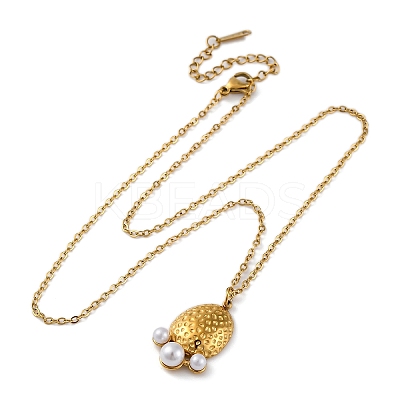 PVD Vacuum Plating 304 Stainless Steel & Plastic Pearl Paw Print Pendant Cable Chain Necklaces for Women STAS-Z114-16G-1