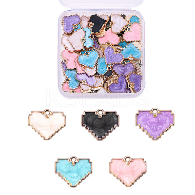 70Pcs 5 Colors Light Gold Plated Alloy Enamel Pendants ENAM-CJ0001-94-1