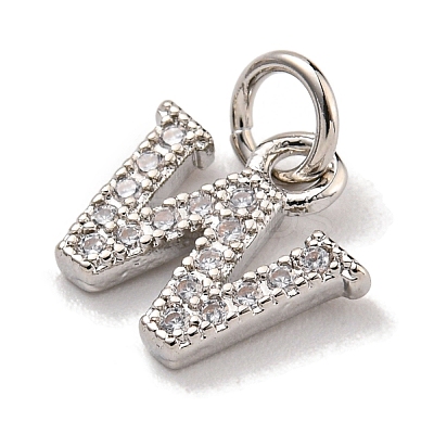 Initial Letter Brass with Cubic Zirconia Charms KK-Q814-26W-P-1