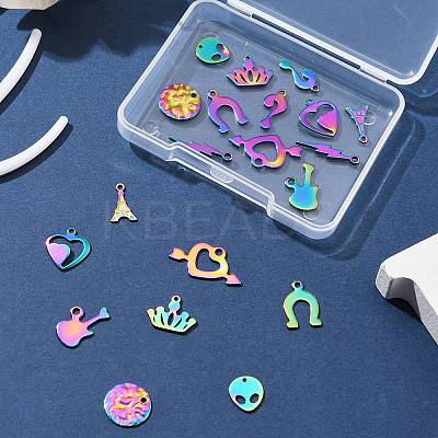 20Pcs 10 Styles 304 & 201 Stainless Steel Charms STAS-FS0001-42-1