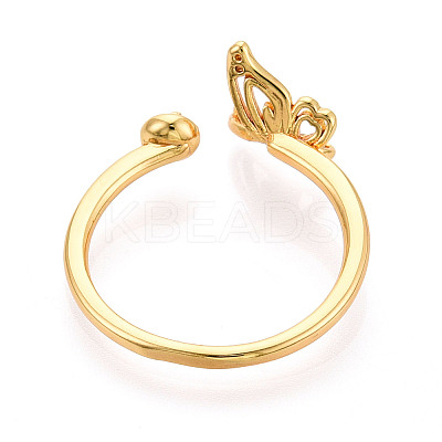 Butterfly Brass Micro Pave Cubic Zirconia Cup Peg Ring Settings KK-N274-11G-1