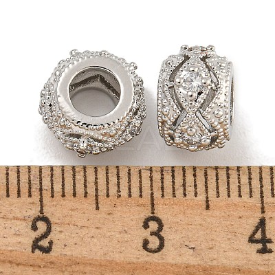 Rack Plating Brass Micro Pave Clear Cubic Zirconia Beads KK-U030-17P-1