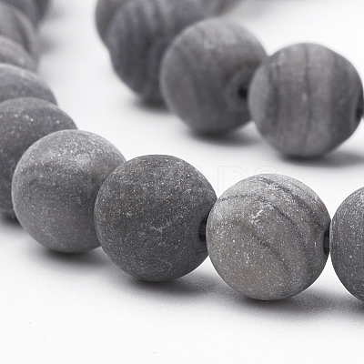 Natural Black Wood Lace Stone Wooden Jasper Beads Strands G-T106-013-1