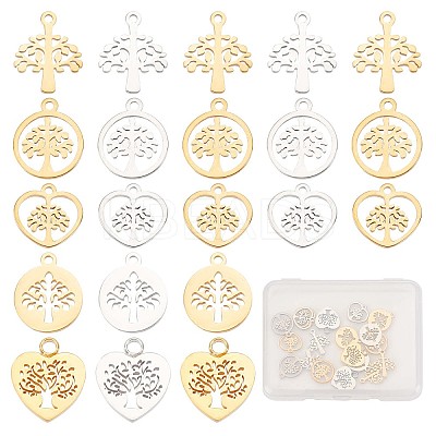 20Pcs 10 Style 304 Stainless Steel Charms STAS-CN0001-07-1