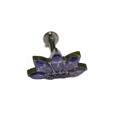 Flower Titanium Alloy Pave Cubic Zirconia Internally Threaded Labrets FS-WG35145-02-1