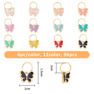96Pcs 12 Colors Butterfly Alloy Enamel Shoe Charms PALLOY-FH00001-1