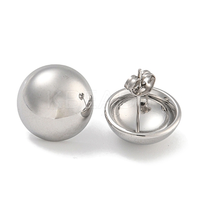 304 Stainless Steel Half Round Stud Earrings for Women EJEW-U022-03P-1