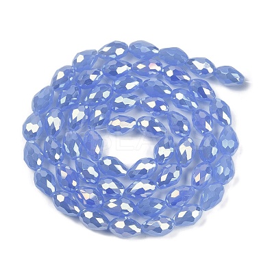 Opaque Solid Color Electroplate Glass Beads Strands EGLA-N013-J8mm-B06-1
