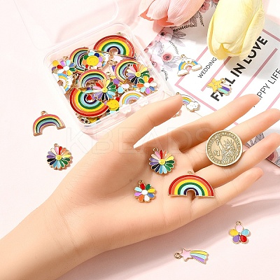 40Pcs 10 Styles Alloy Enamel Pendants ENAM-YW0005-54-1
