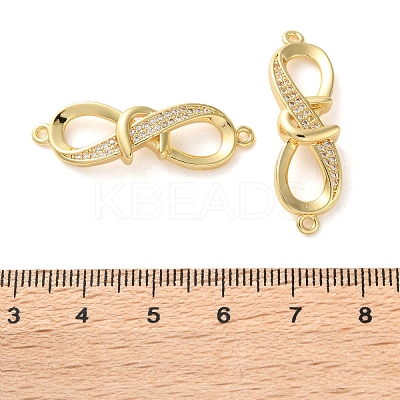 Rack Plating Brass Micro Pave Cubic Zirconia Infinity Connector Charms KK-C084-23B-G-1
