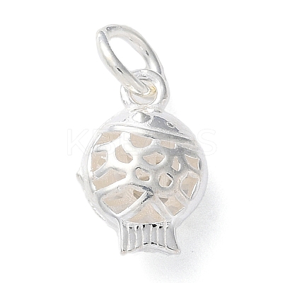 925 Sterling Silver Hollow Fish Charms with Jump Rings STER-E071-01S-03-1