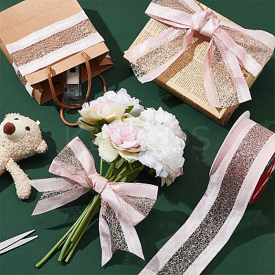 10 Yards Hot Stamping Polyester Satin Ribbons SRIB-WH0011-169A-1