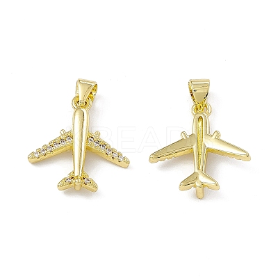 Rack Plating Brass Micro Pave Cubic Zirconia Pendants ZIRC-I061-15G-1