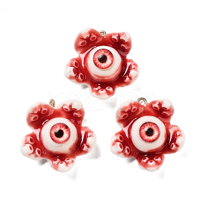 Eyeball Theme Opaque Resin Enamel Pendants RESI-D076-02D-1