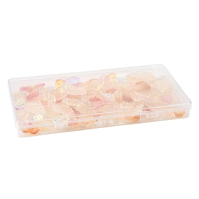 120Pcs 8 Styles Autumn Theme Two-Tone Transparent Glass Charms GLAA-FS0002-56-1