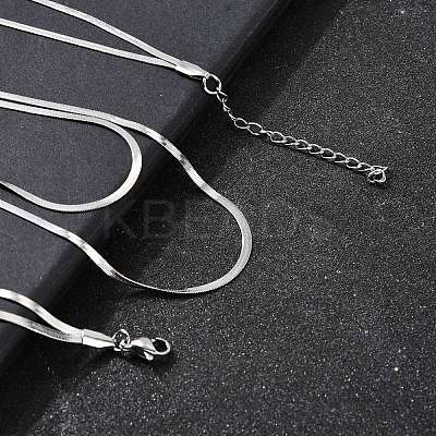 304 Stainless Steel Flat Snake Chain Double Chain Necklaces NJEW-Q039-01P-1