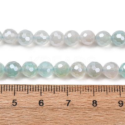 Electroplated Natural Agate Beads Strands G-B191-A07-6mm-14-1